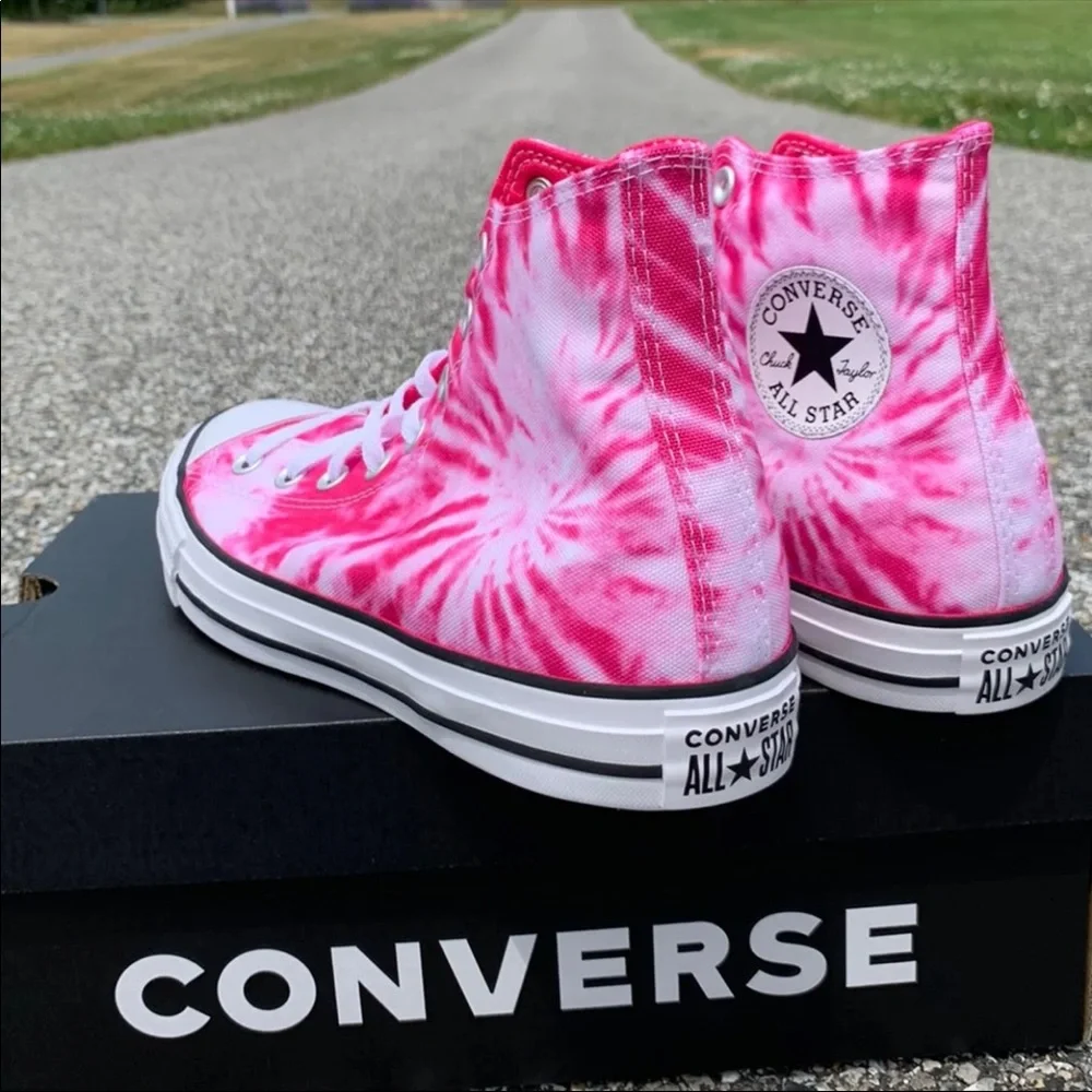 Converse All Star CTAS‎ HI Sneakers in Pink Tie Dye - Picture 11 of 11